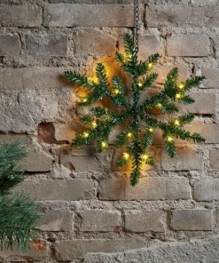 SNOWFLAKE Krans Batteri 40cm 24LED Grön IP44