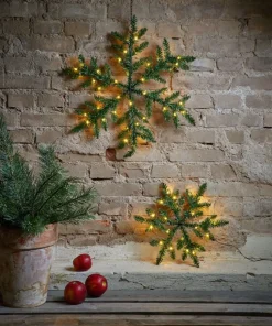 SNOWFLAKE Krans Batteri 40cm 24LED Grön IP44