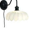 SOFIA Vägglampa 25cm Svart/Opalvit