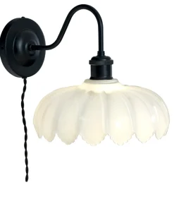 SOFIA Vägglampa 25cm Svart/Opalvit