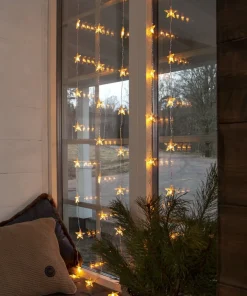 STAR CURTAIN Ljusgardin Batteri 2m 50LED Varmvit/Transparent