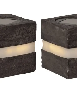 STONECUBE Solcellsdekoration 2-pack 8,5cm Grå