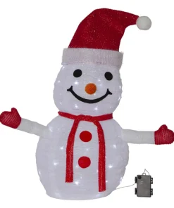 TECIDY Utomhusdekoration Snögubbe Batteri 70cm Vit/Röd