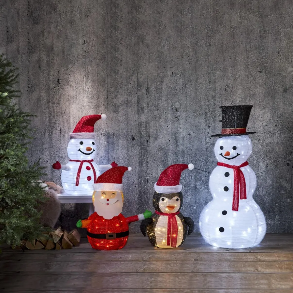 TECIDY Utomhusdekoration Snögubbe Batteri 70cm Vit/Röd