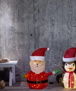 TECIDY Utomhusdekoration Tomte Batteri 70cm Vit/Röd