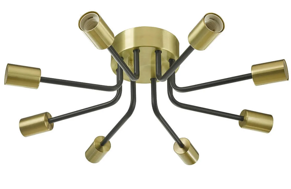 VINCENT Plafond 8L 60cm Svart/Borstad Mässing
