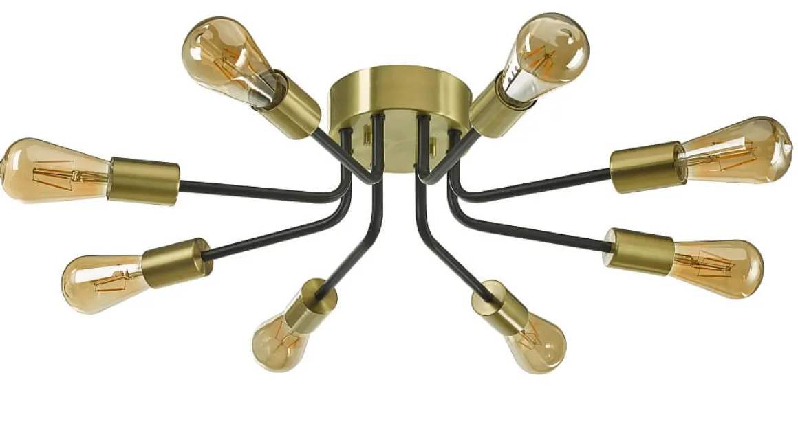 VINCENT Plafond 8L 60cm Svart/Borstad Mässing