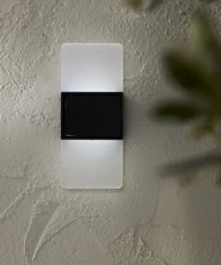 WALLY FROST Solcells-vägglykta 14cm Svart/Vit IP44